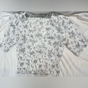 abercrombie & fitch: short sleeve smocked blouse with ruched sleeves